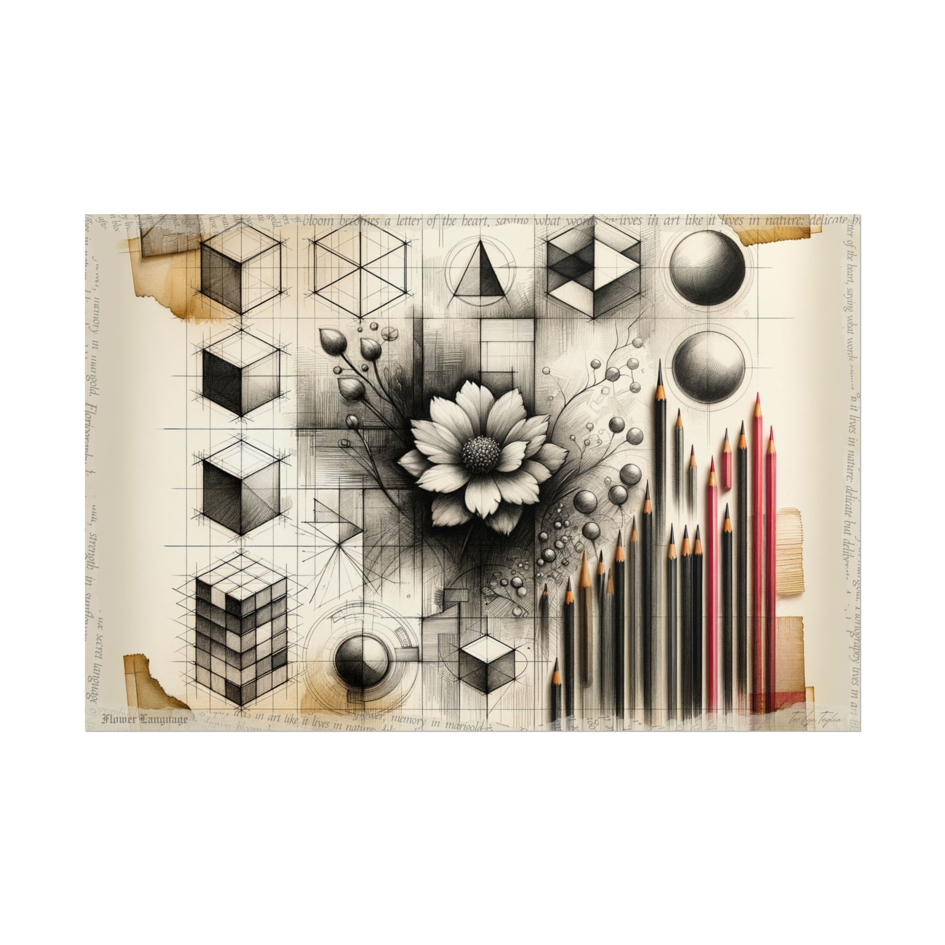 "Alchemy of Lines and Petals" - Art Print