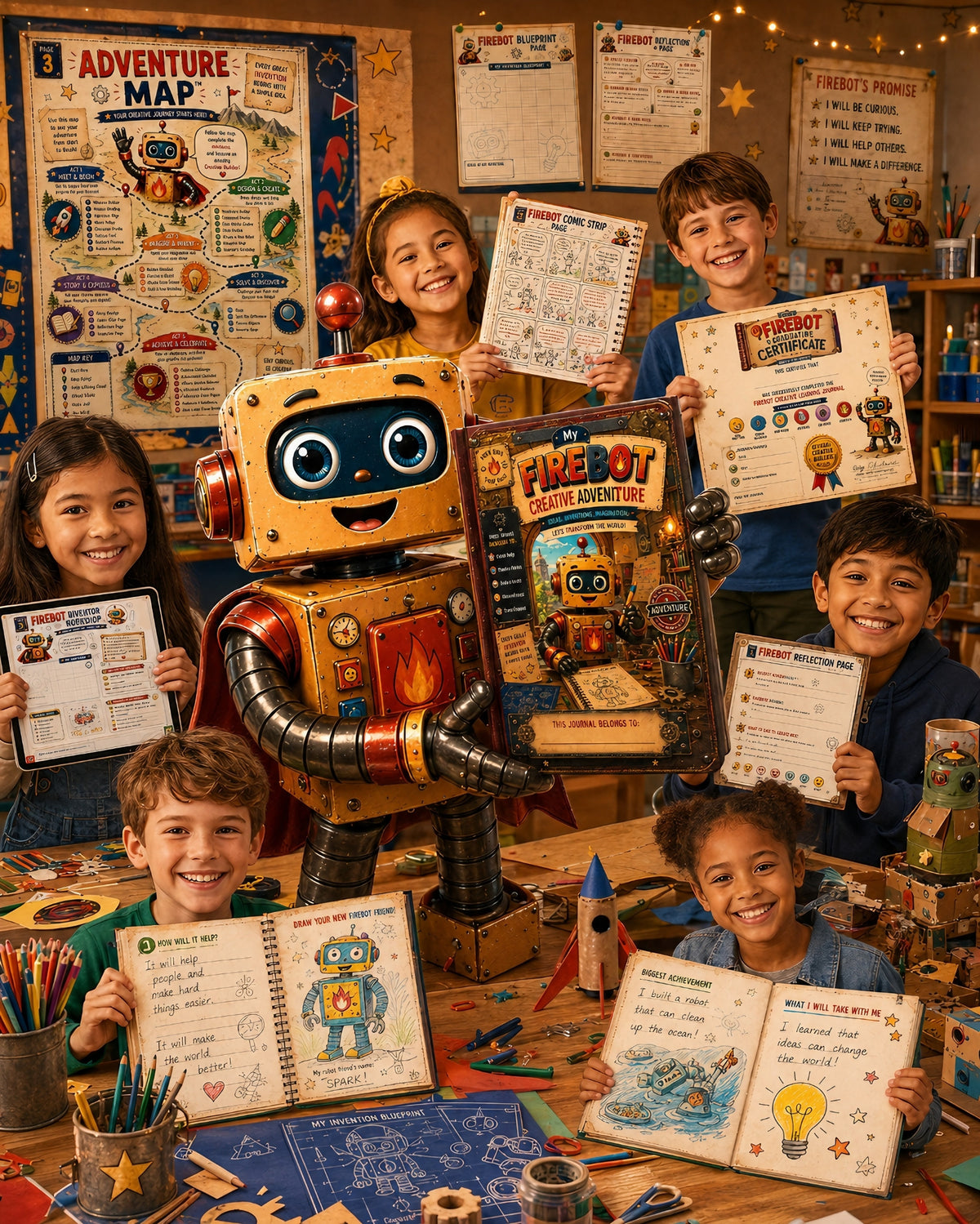 Creative Learning Worlds journals, characters, teacher resources, and school support experiences