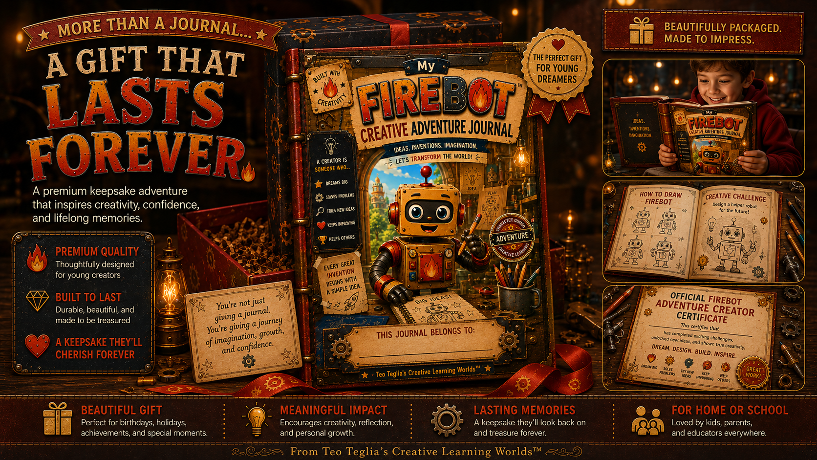 Firebot Keepsake Journal presented as a meaningful creative gift