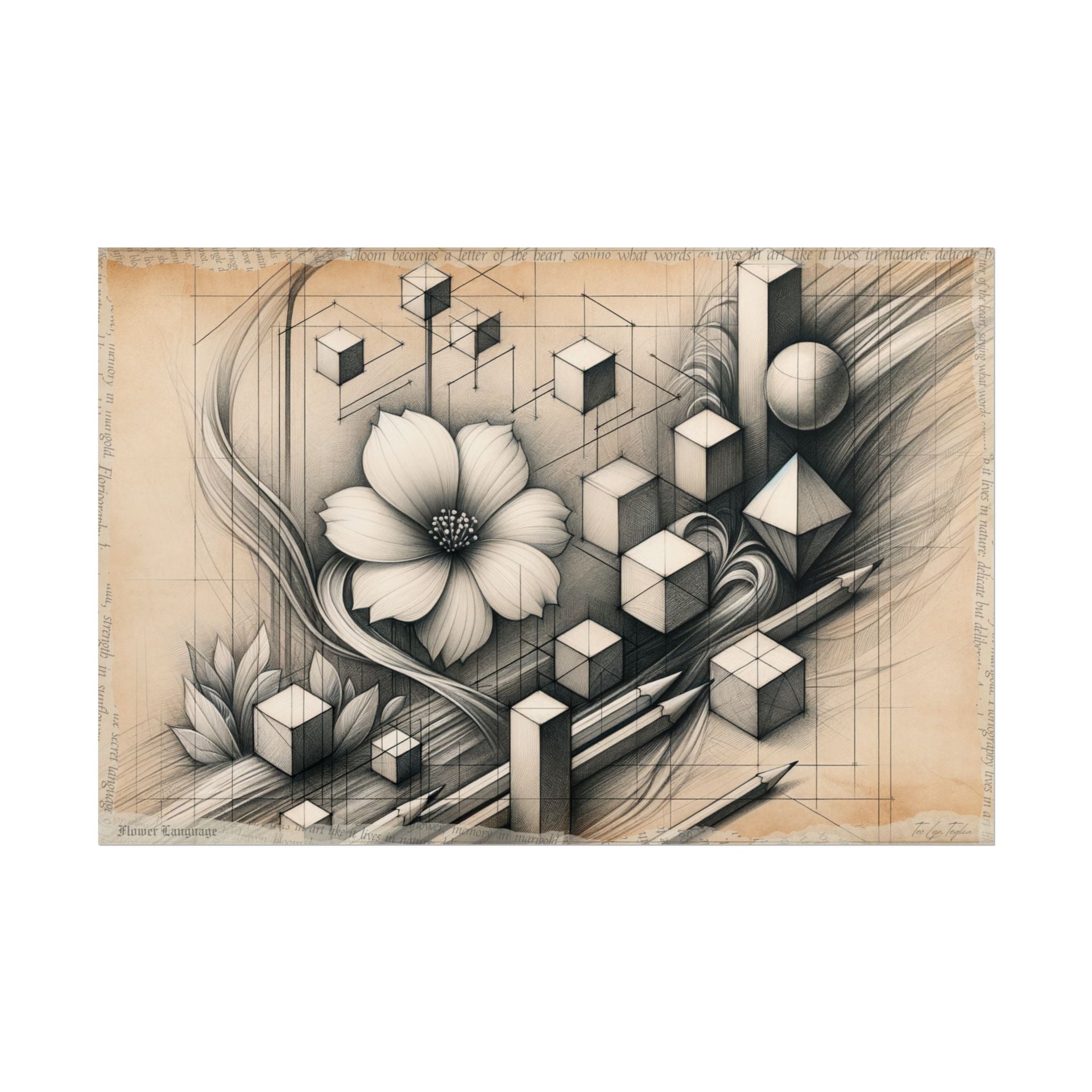 Geometric Blooms in Verse - Art Print by Teo Teglia Art