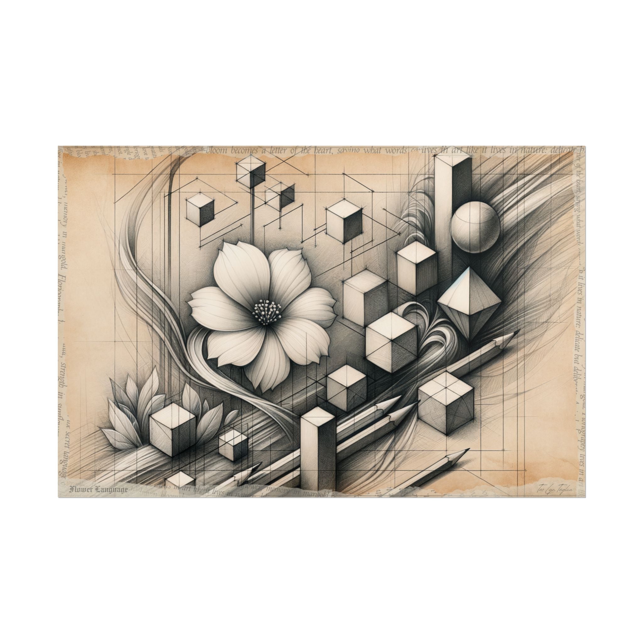 Geometric Blooms in Verse - Art Print by Teo Teglia Art