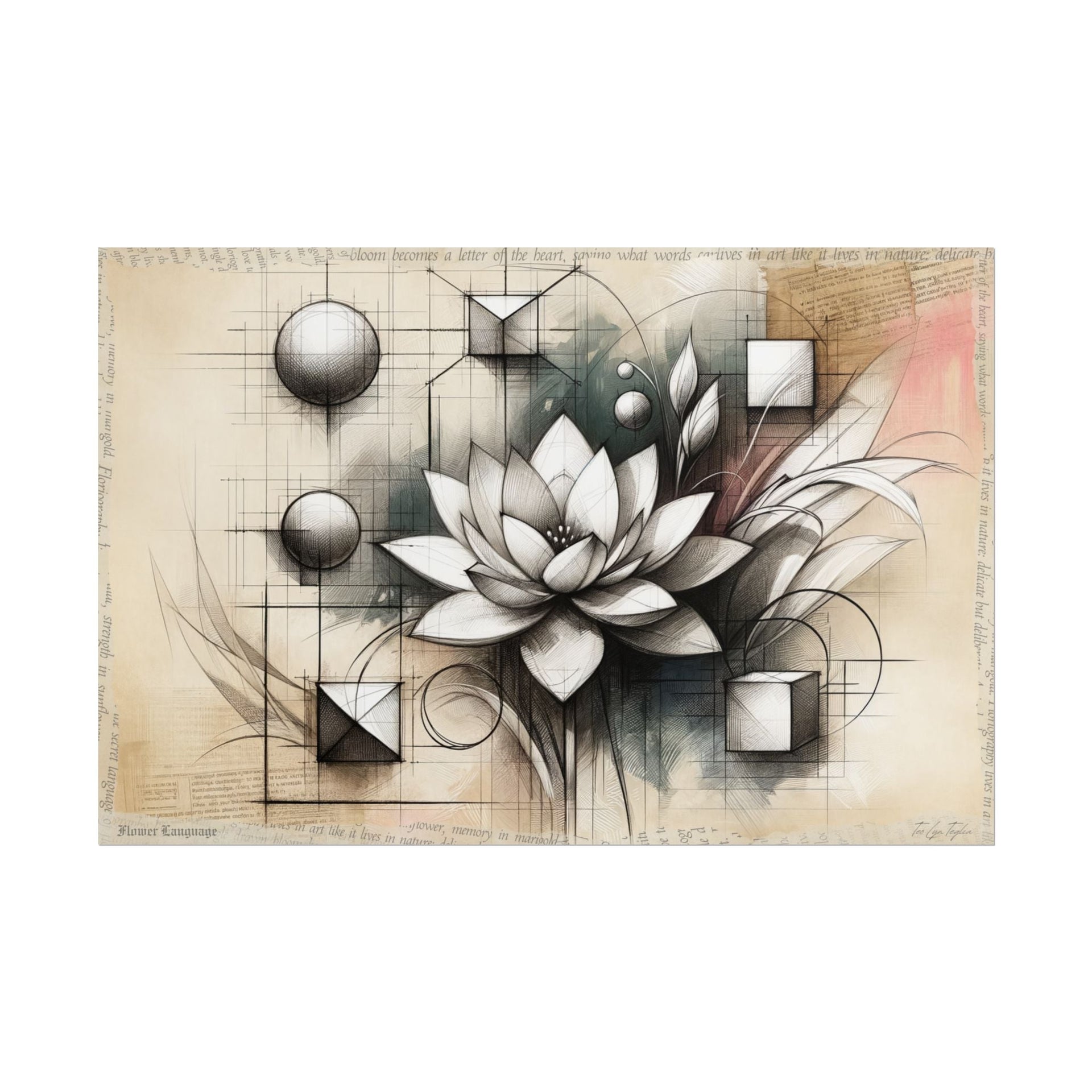 ✏️ Geometric Blossoming Serenity - Art Print by Teo Teglia Art