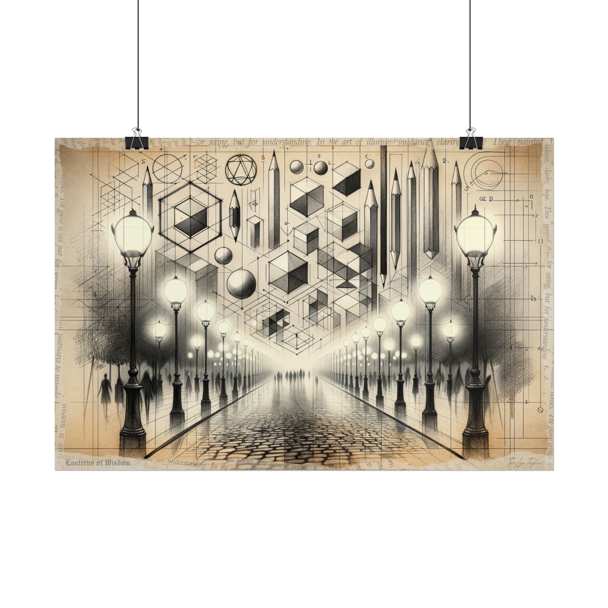 Geometric Dawn: Lantern Harmony - Art Print by Teo Teglia Art