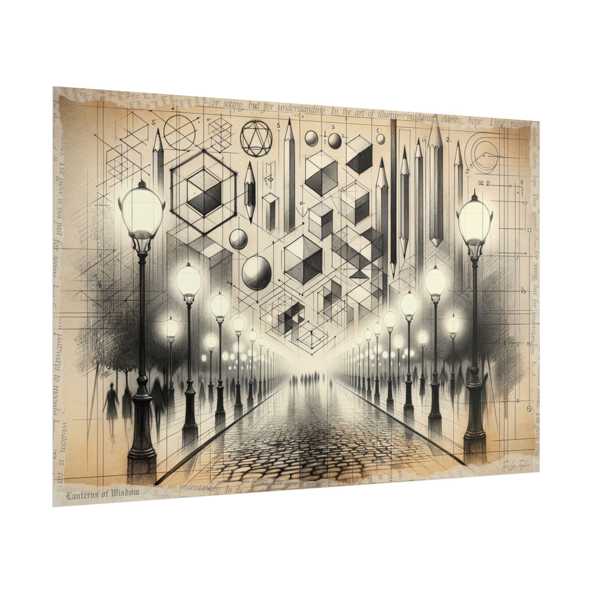 Geometric Dawn: Lantern Harmony - Art Print by Teo Teglia Art