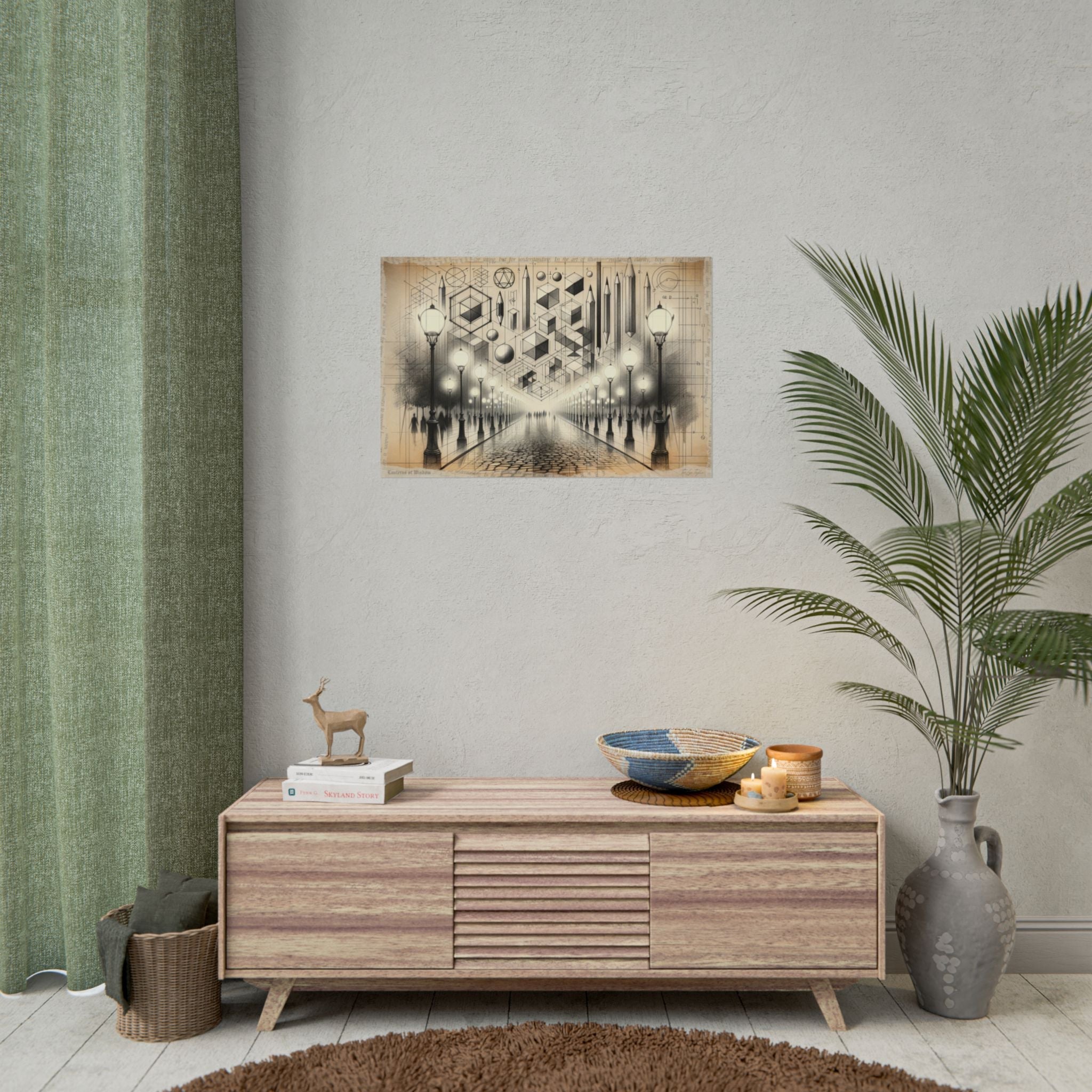 Geometric Dawn: Lantern Harmony - Art Print by Teo Teglia Art