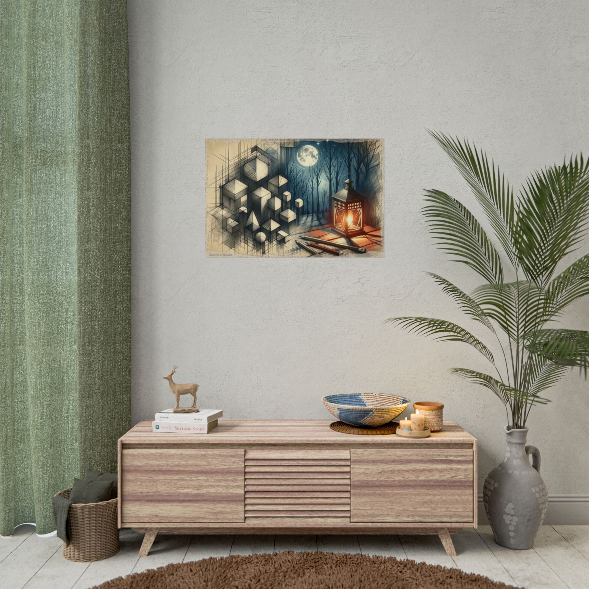 "Geometric Lullaby in Twilight Woods" - Art Print by Teo Teglia Art