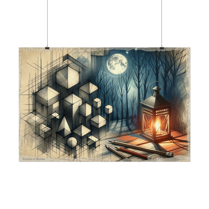 "Geometric Lullaby in Twilight Woods" - Art Print by Teo Teglia Art