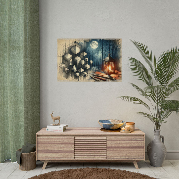 "Geometric Lullaby in Twilight Woods" - Art Print by Teo Teglia Art