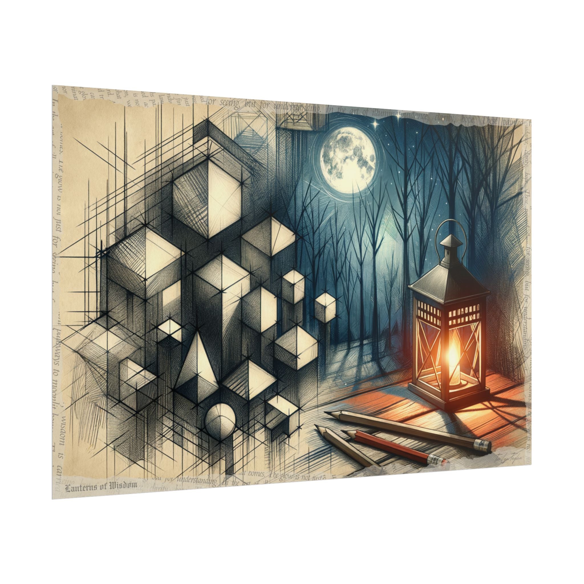 "Geometric Lullaby in Twilight Woods" - Art Print by Teo Teglia Art