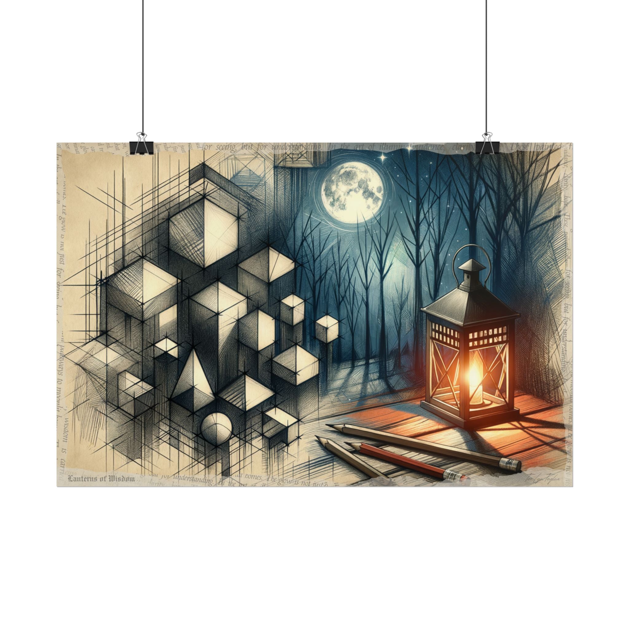 "Geometric Lullaby in Twilight Woods" - Art Print by Teo Teglia Art