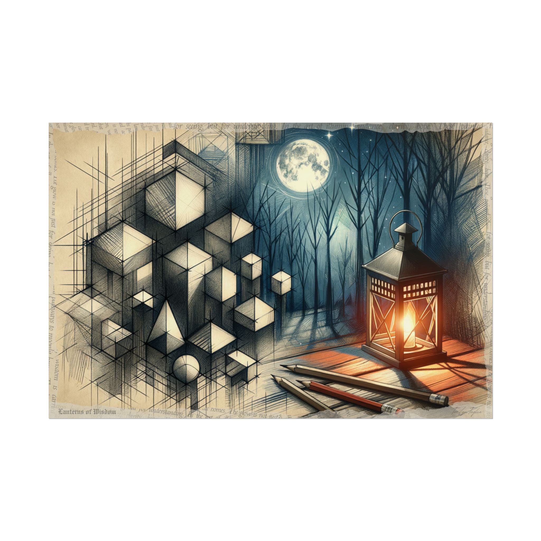 "Geometric Lullaby in Twilight Woods" - Art Print by Teo Teglia Art
