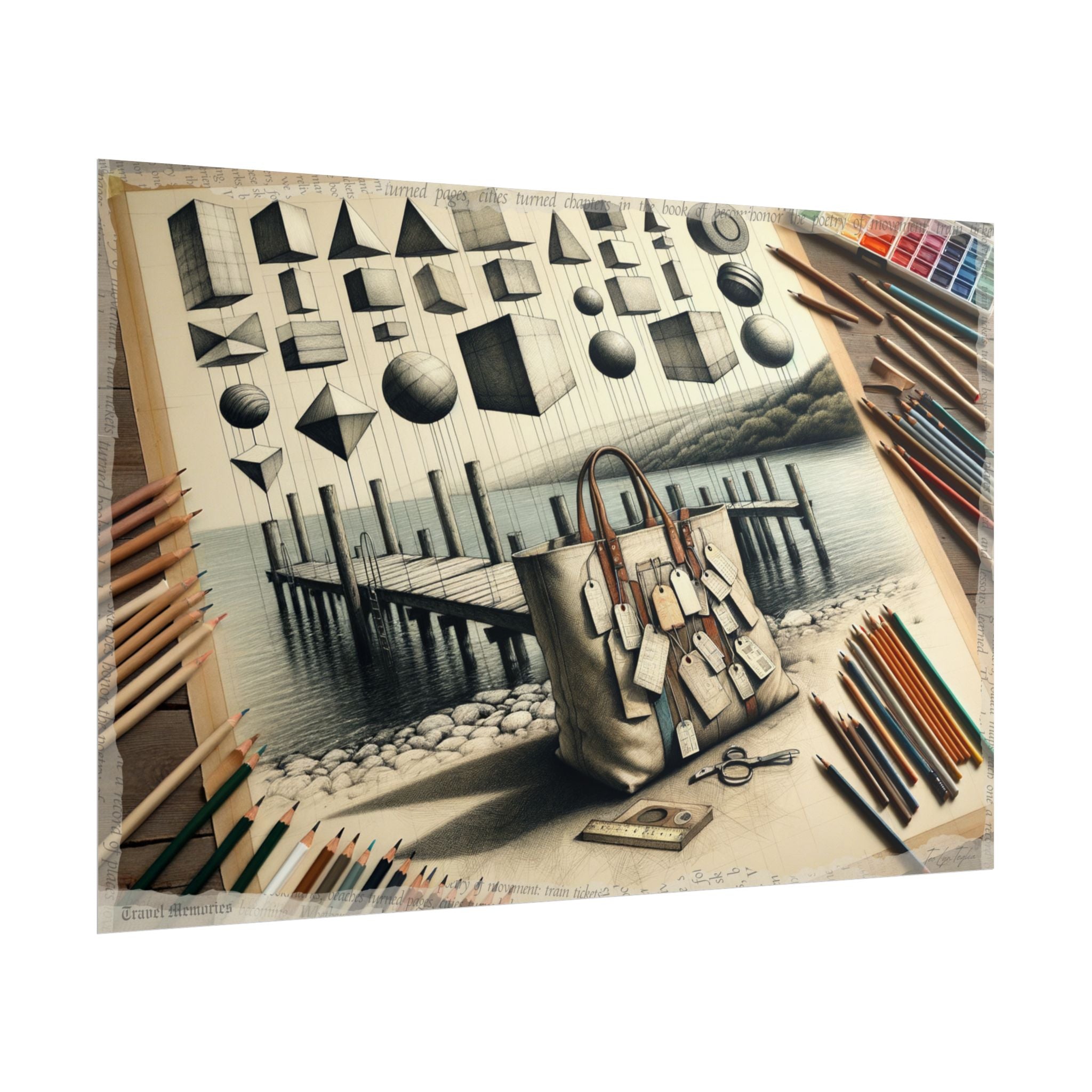 "Geometric Voyage Whispered" - Art Print by Teo Teglia Art