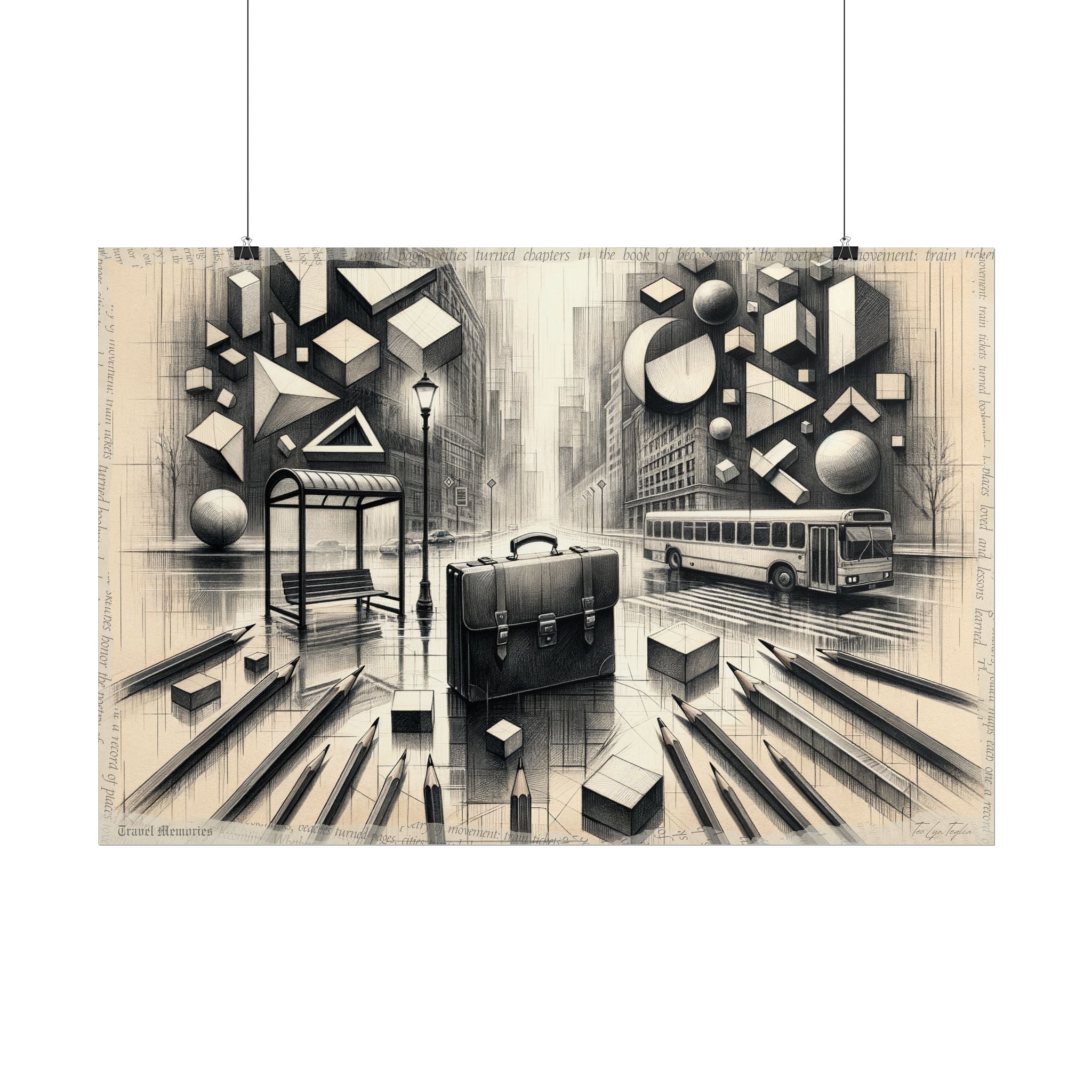 "Geometric Whispers in Rainfall" - Art Print by Teo Teglia Art