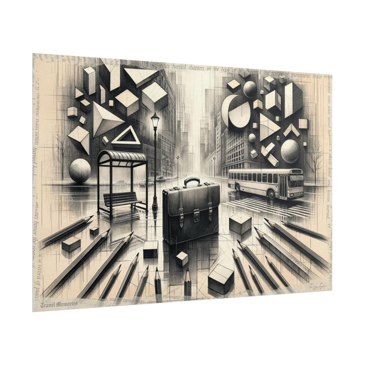 "Geometric Whispers in Rainfall" - Art Print by Teo Teglia Art