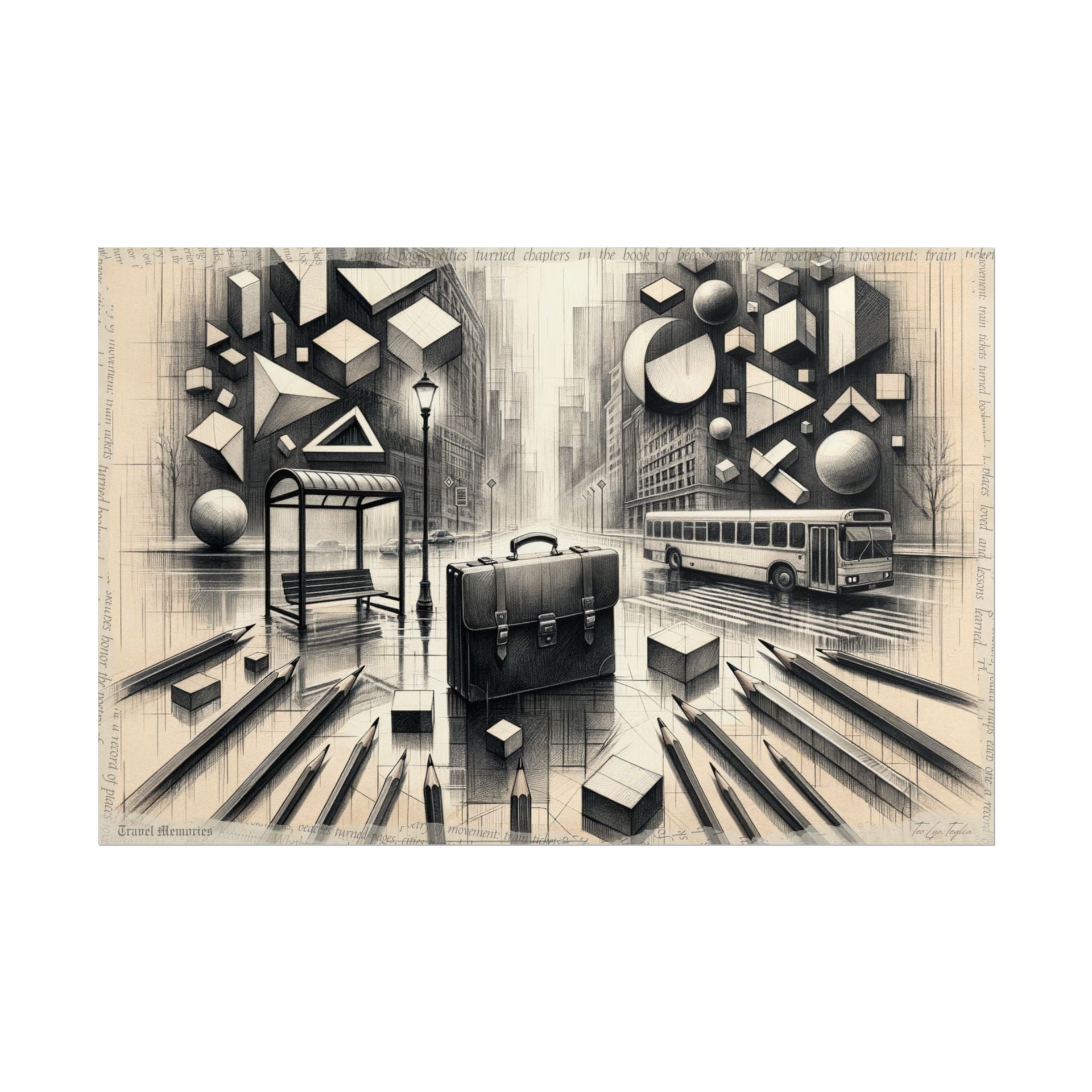 "Geometric Whispers in Rainfall" - Art Print by Teo Teglia Art