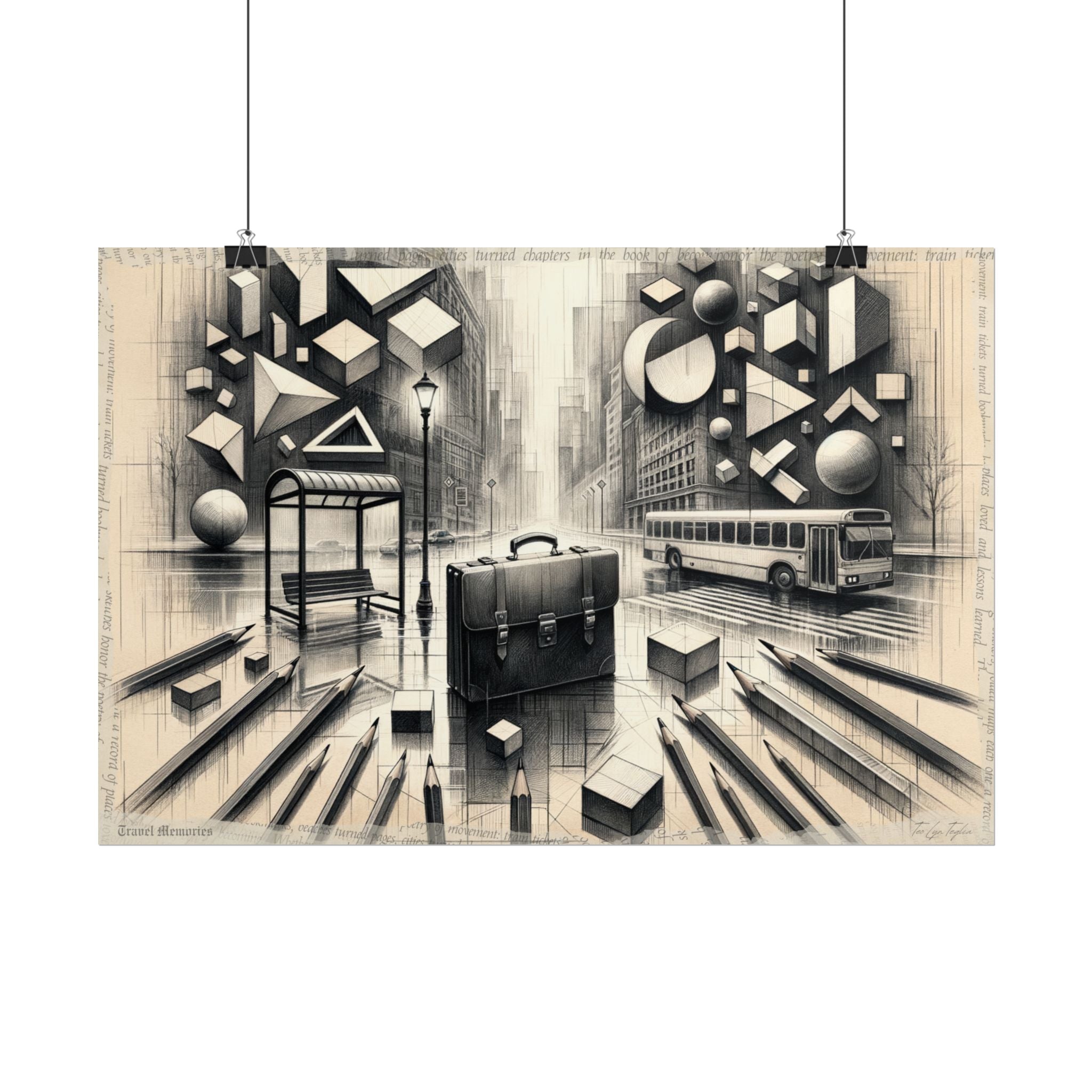 "Geometric Whispers in Rainfall" - Art Print by Teo Teglia Art