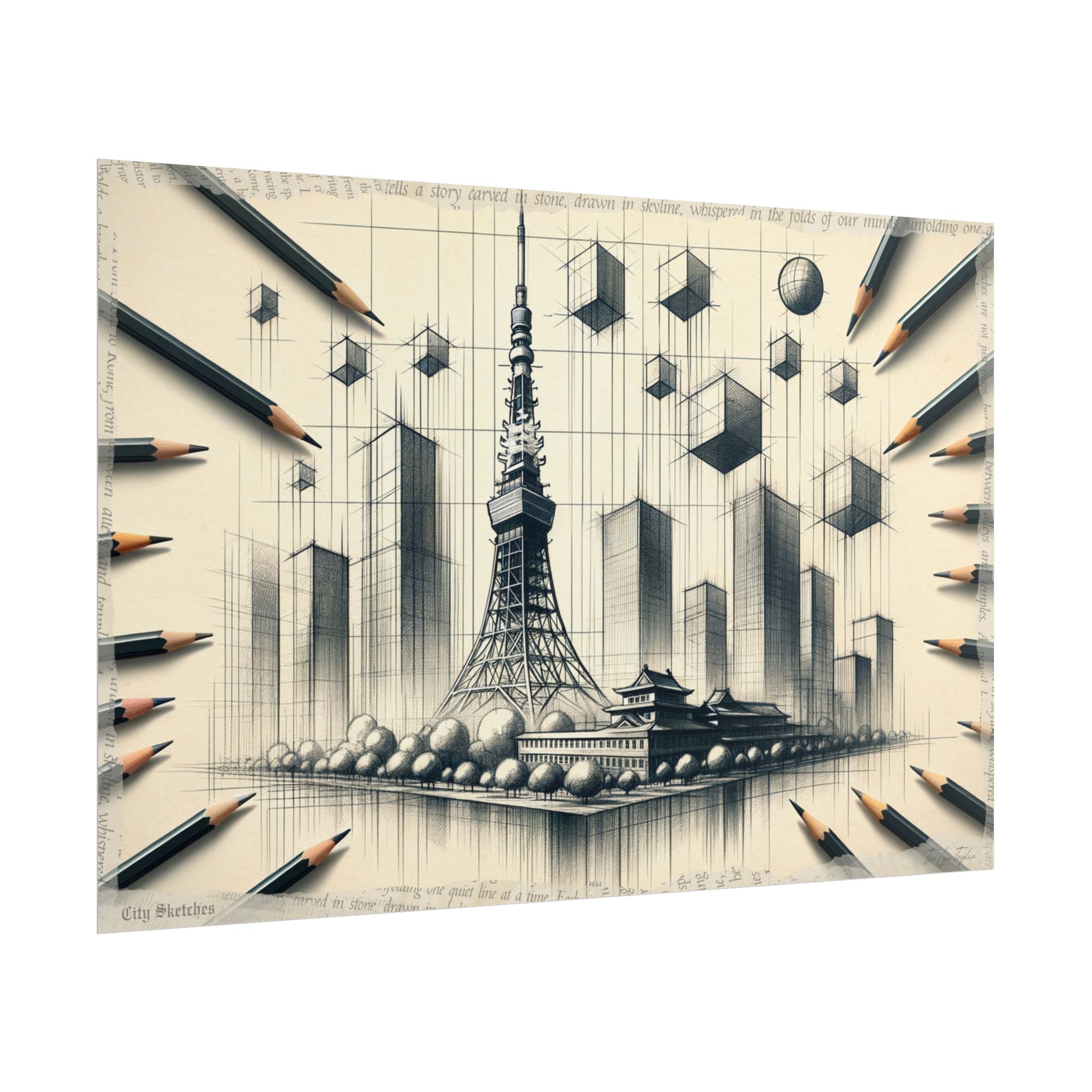 "Geometry Dreams in City Veins" - Art Print by Teo Teglia Art