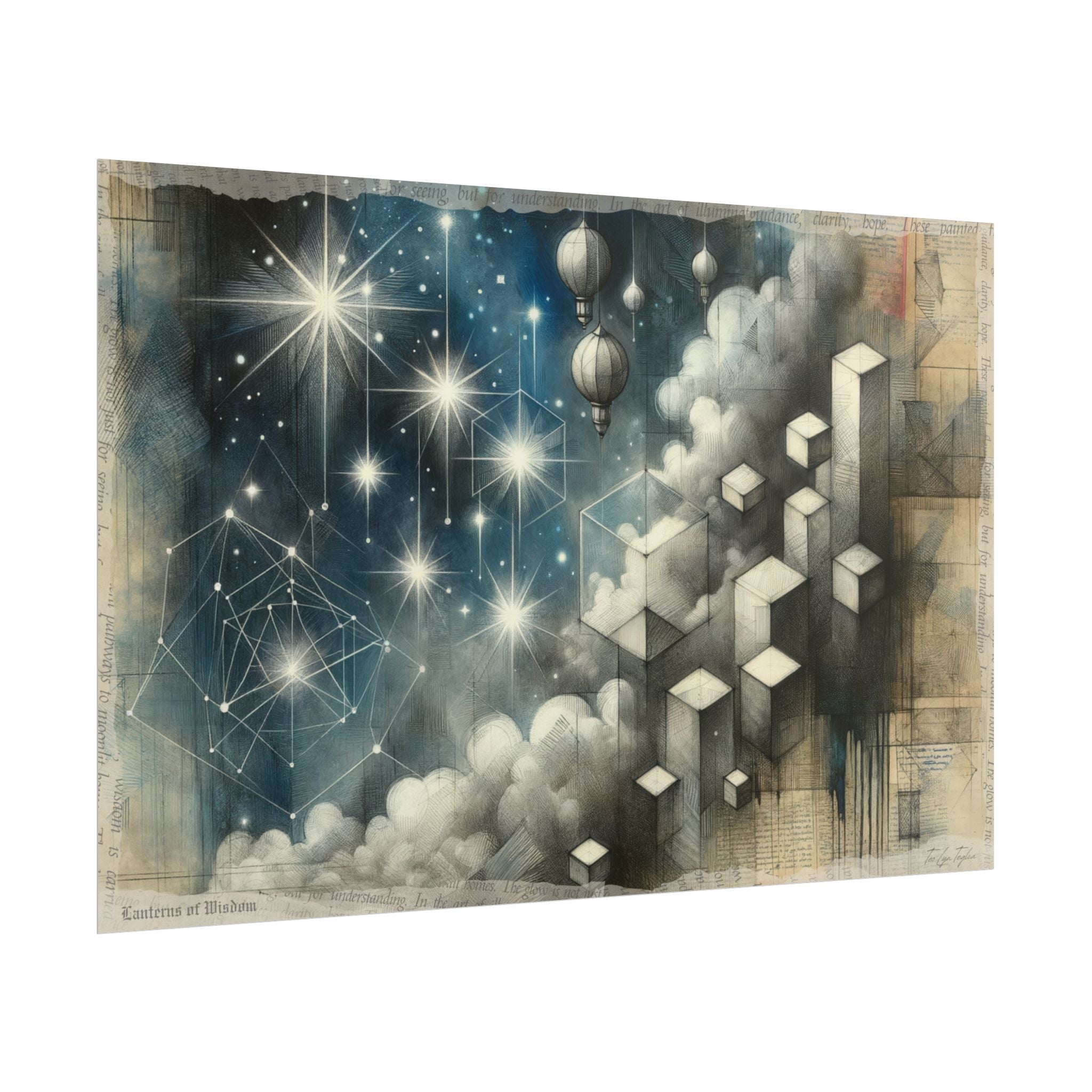 Geometry Dreamscape in Graphite - Art Print by Teo Teglia Art