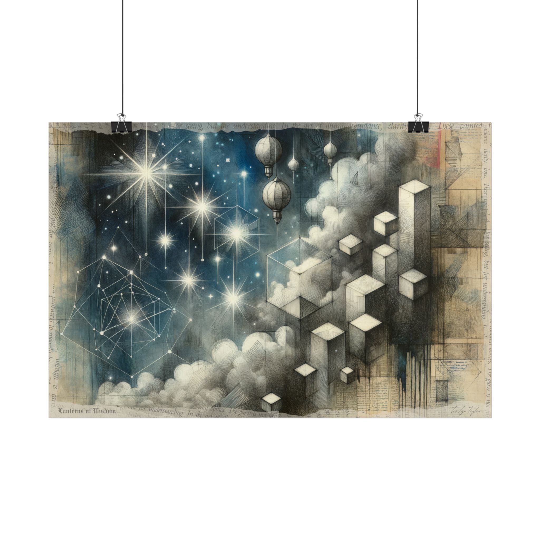 Geometry Dreamscape in Graphite - Art Print by Teo Teglia Art