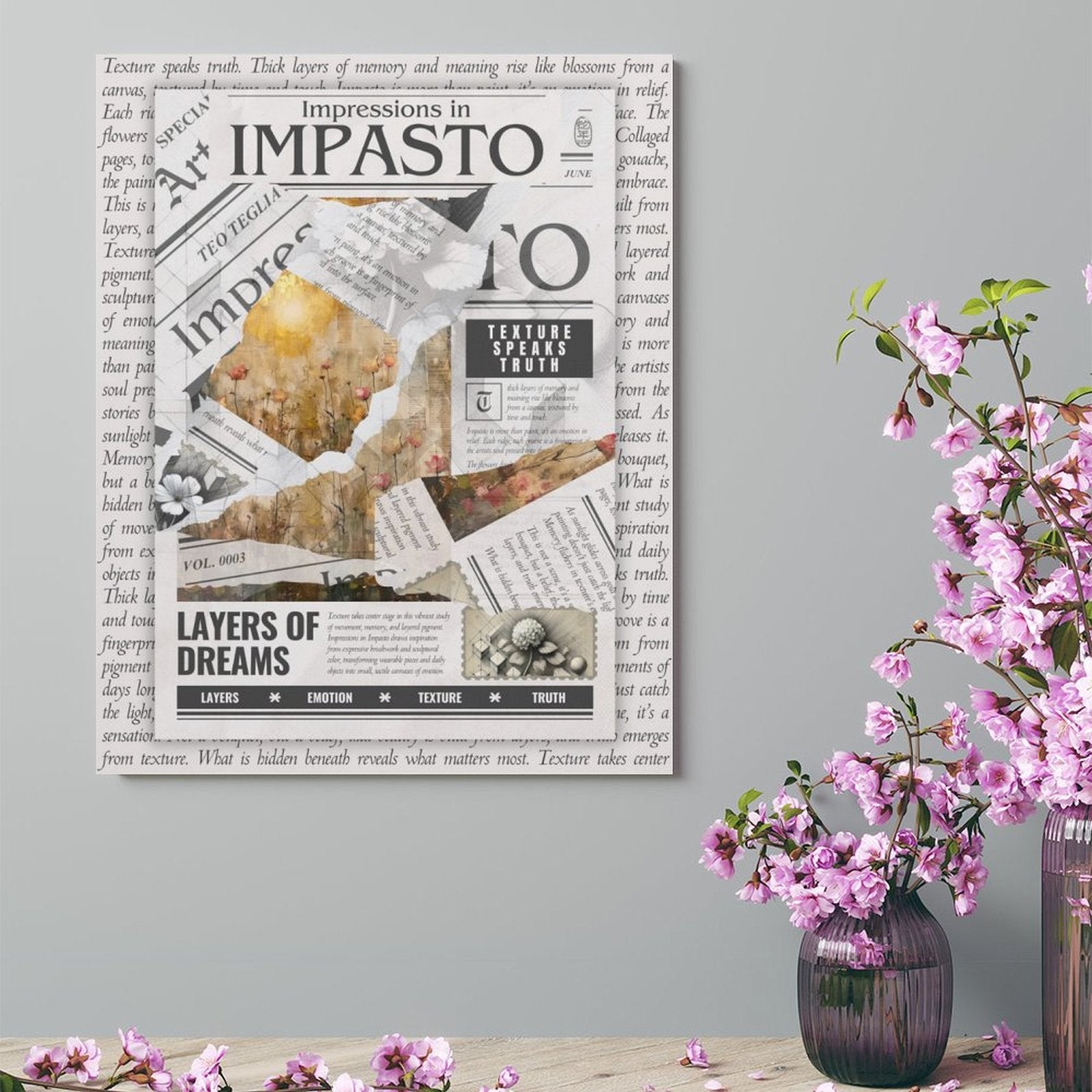 Impressions in Impasto - Torn Collage Canvas by Teo Teglia Art