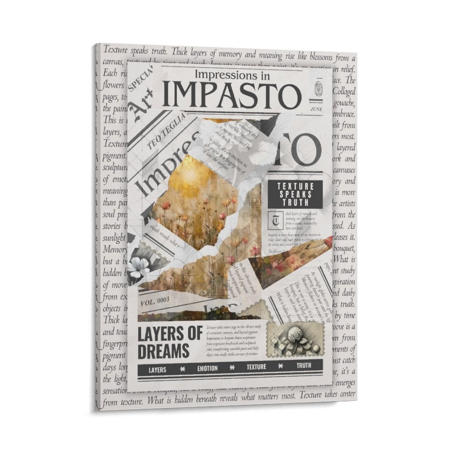 Impressions in Impasto - Torn Collage Canvas by Teo Teglia Art