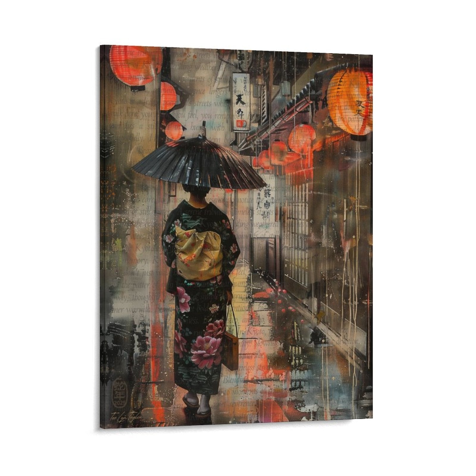 Kyoto - Lantern Painting Canvas by Teo Teglia Art