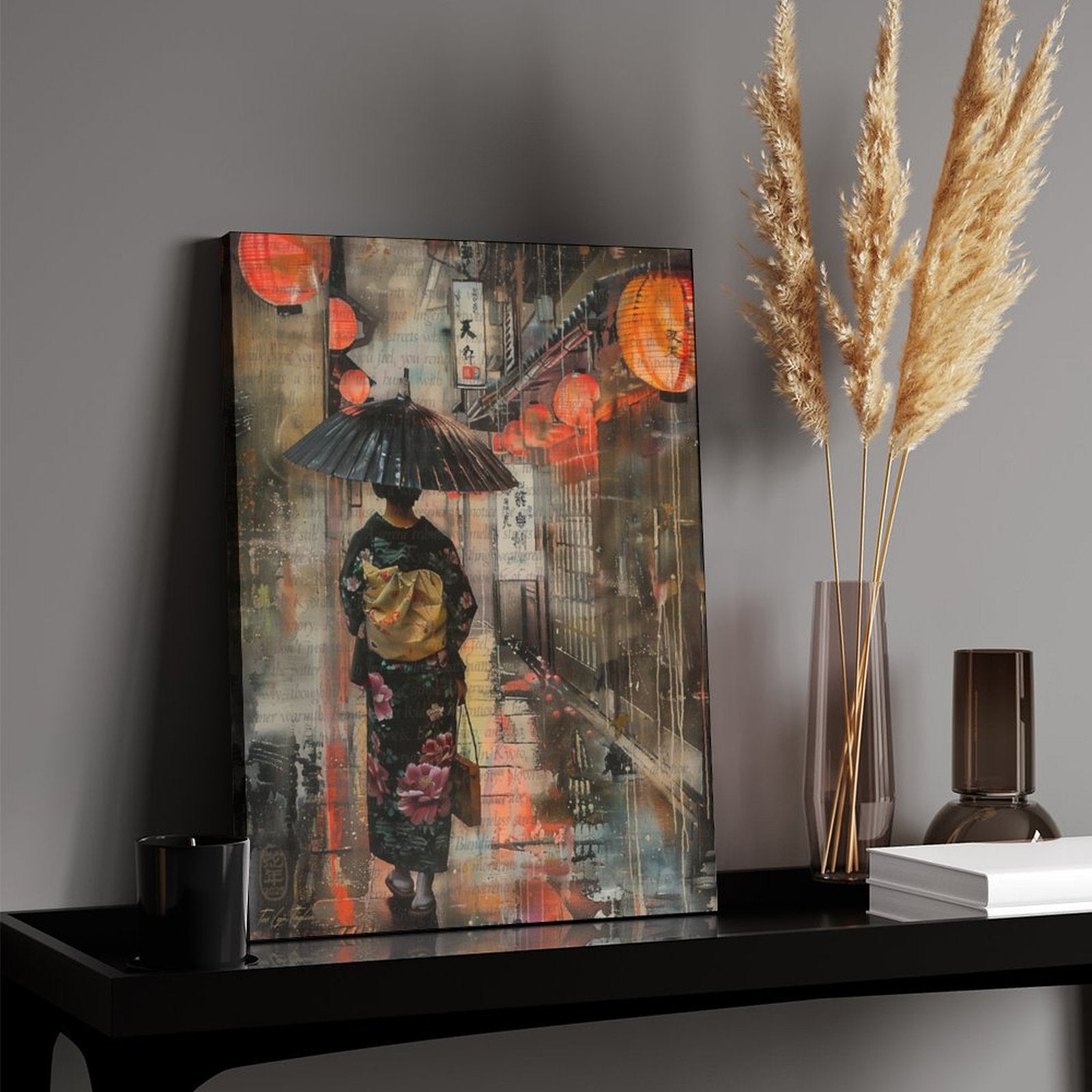 Kyoto - Lantern Painting Canvas by Teo Teglia Art