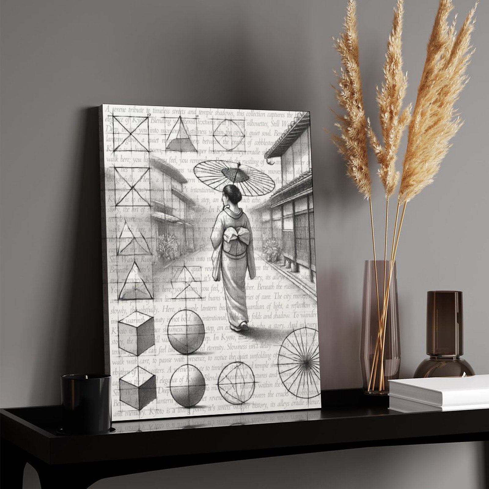 Kyoto - Pencil Sketch on Canvas by Teo Teglia Art