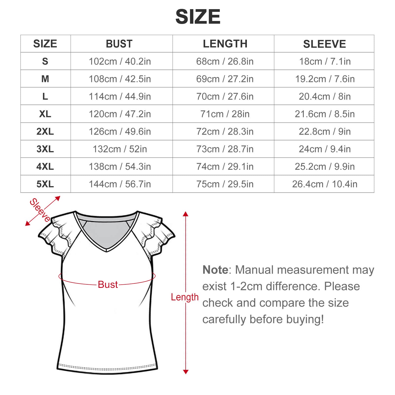 Kyoto - Ruffle Sleeve V - Neck Tee by Teo Teglia Art
