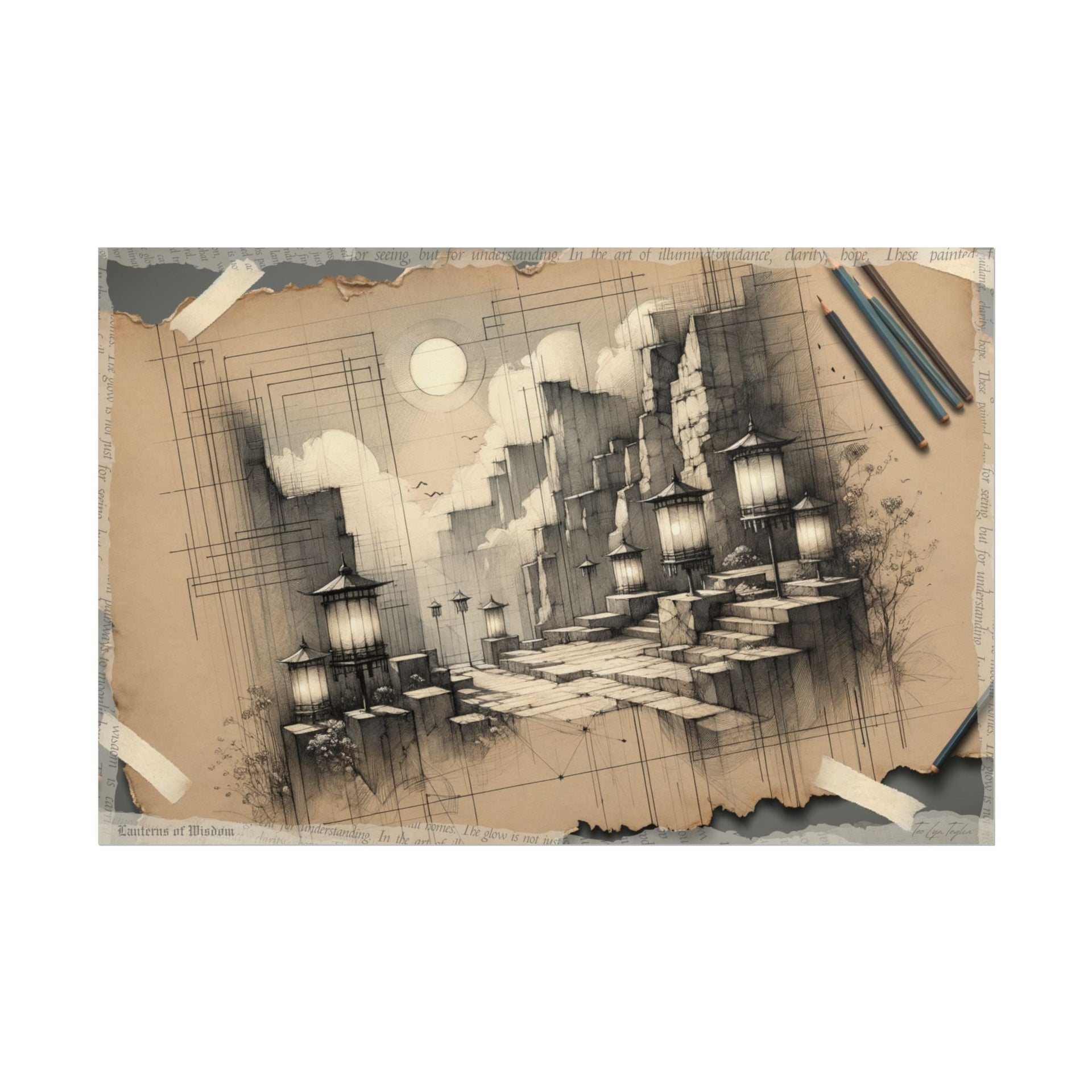 Lanterns Amidst Geometric Shadows - Art Print by Teo Teglia Art