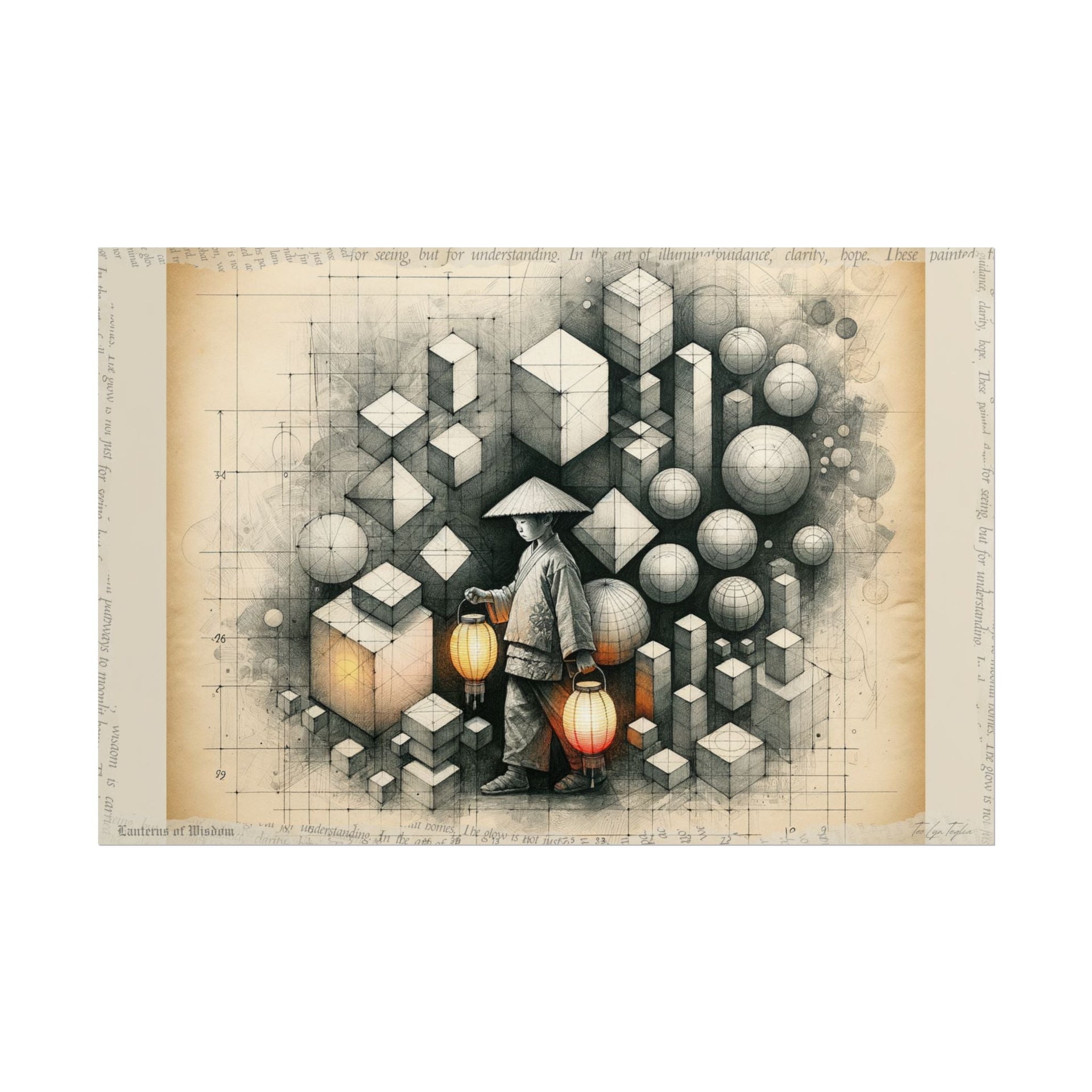 Origami Dreams in Charcoal - Art Print by Teo Teglia Art