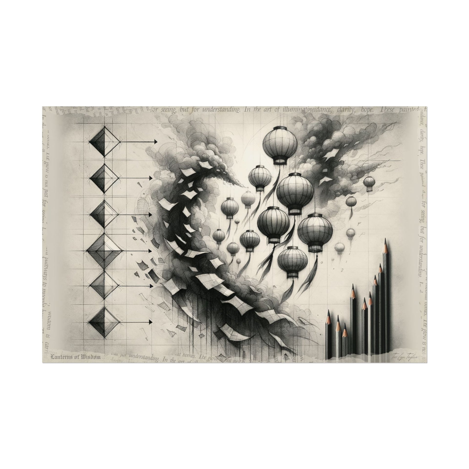 "Progressions: Lanterns in Draftsmanship" - Art Print by Teo Teglia Art