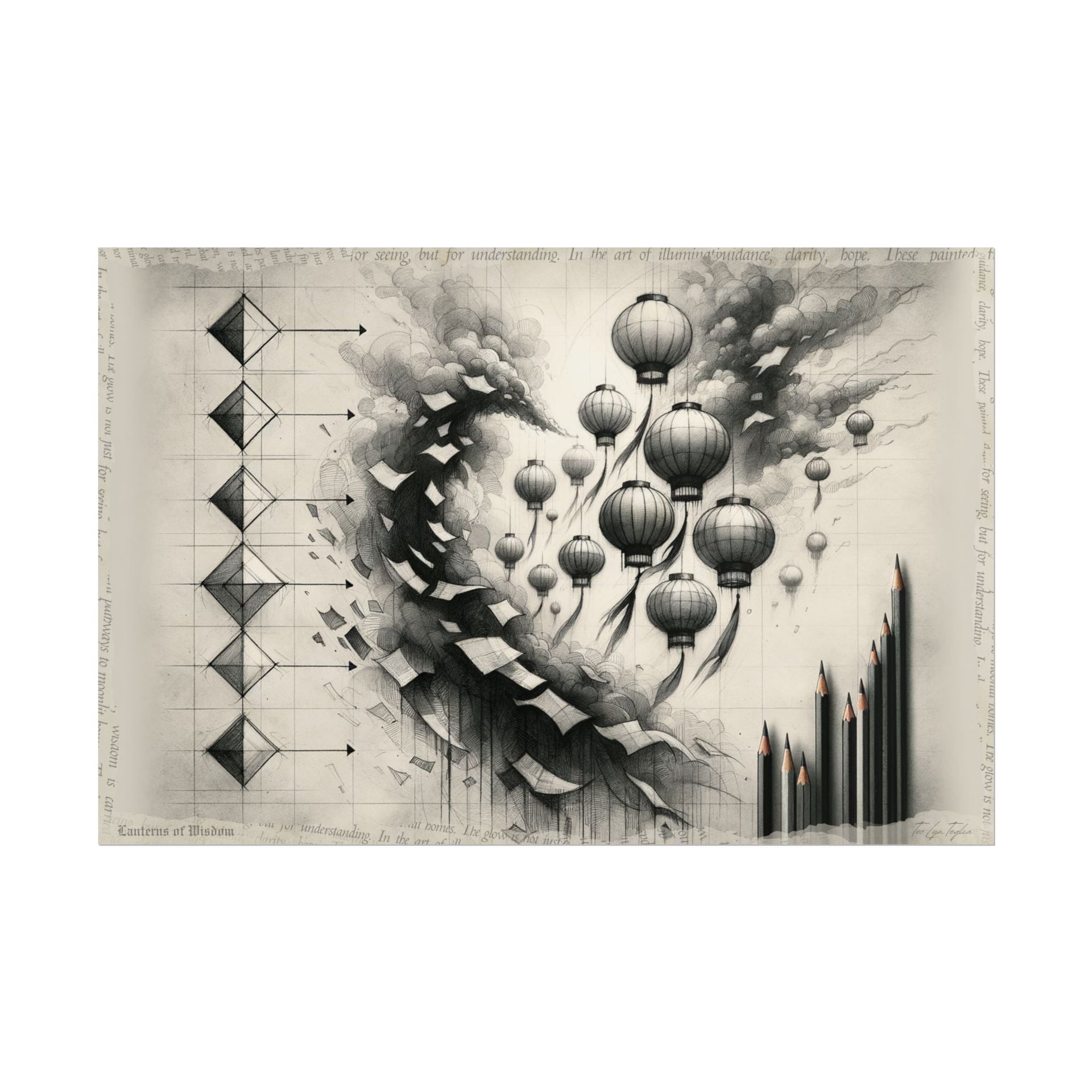 "Progressions: Lanterns in Draftsmanship" - Art Print by Teo Teglia Art