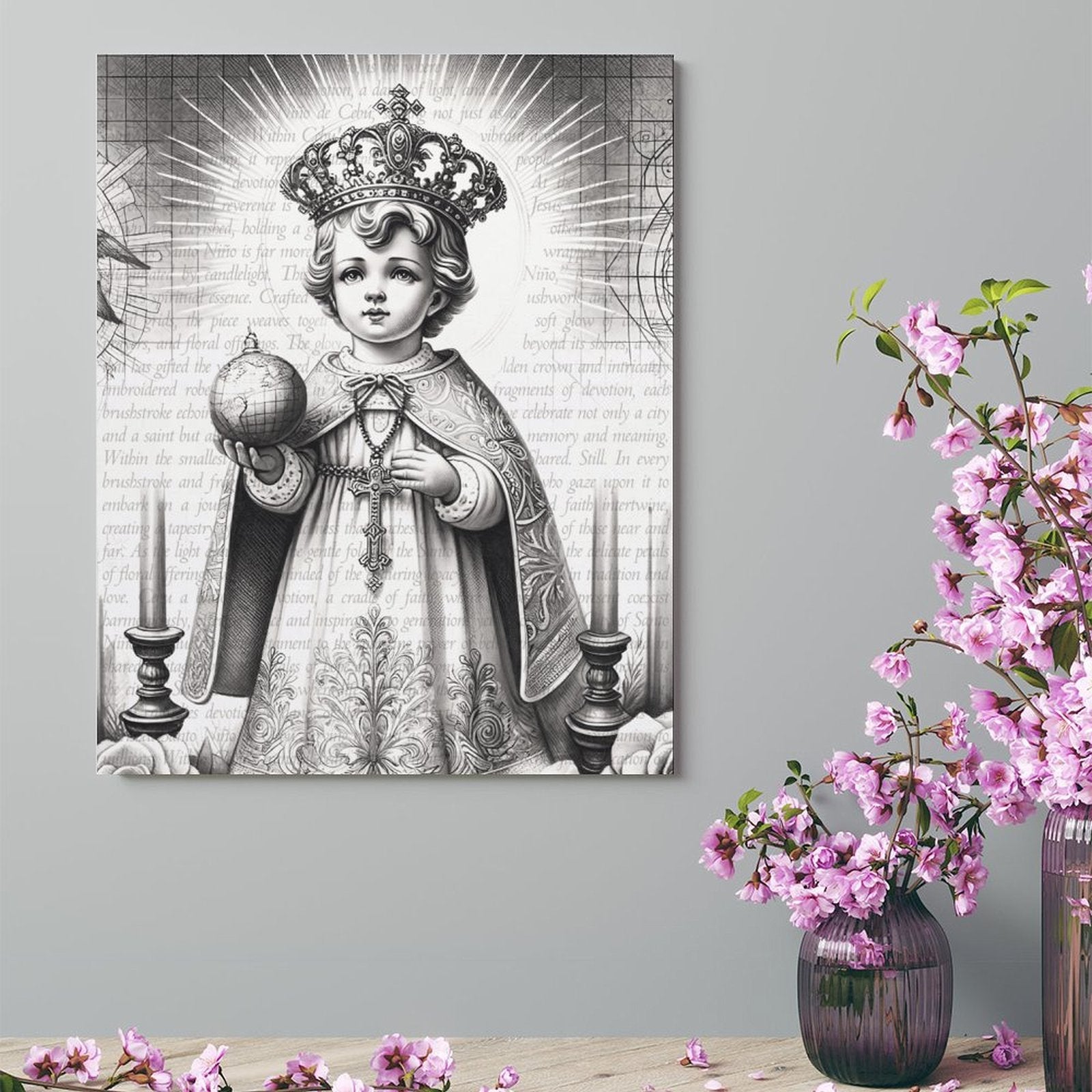 Santo Nino - Pencil Sketch Canvas by Teo Teglia Art
