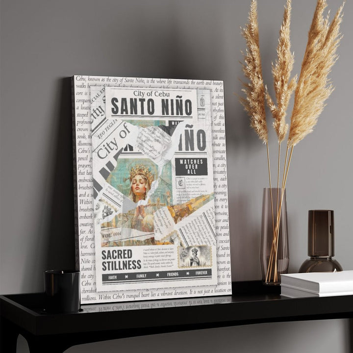 Santo Nino - Torn Collage Canvas by Teo Teglia Art