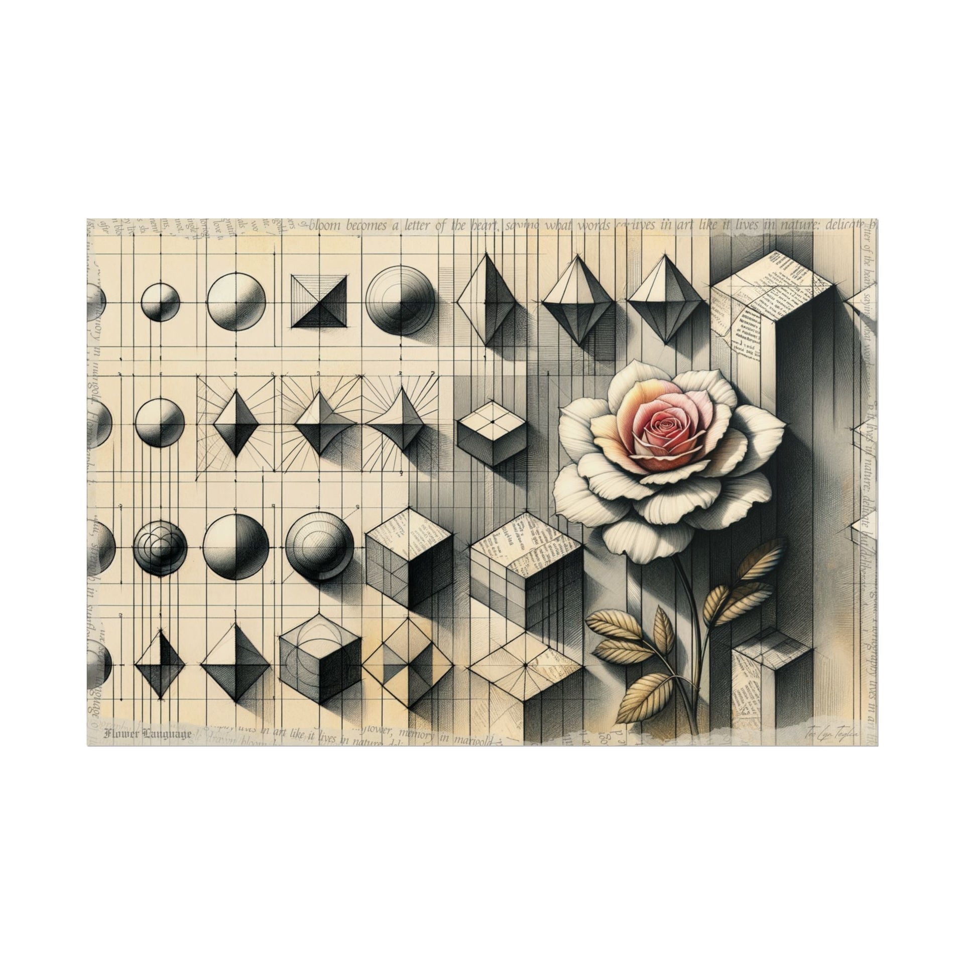 Scribbled Blossom in Geometric Flux - Art Print by Teo Teglia Art