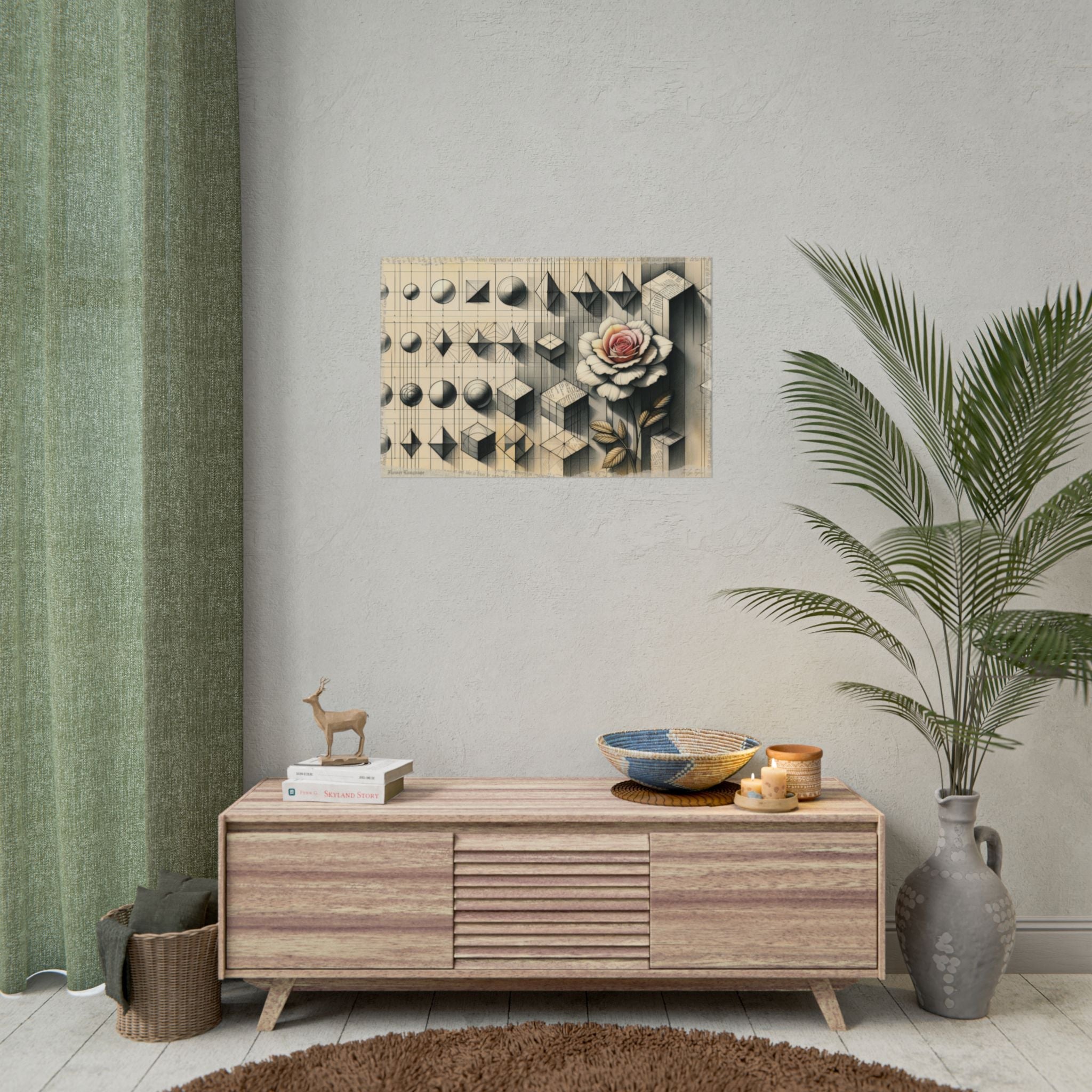 Scribbled Blossom in Geometric Flux - Art Print by Teo Teglia Art