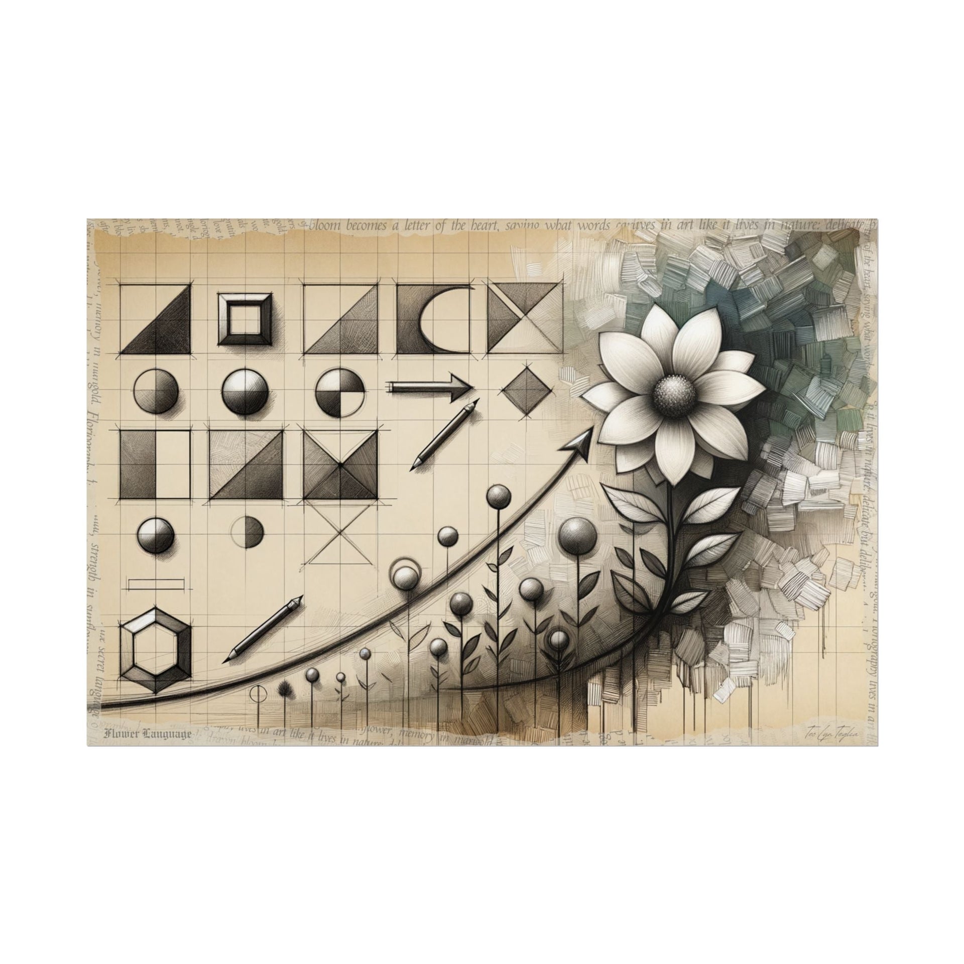 ✏️ Subtle Growth, Raw Canvas - Art Print by Teo Teglia Art