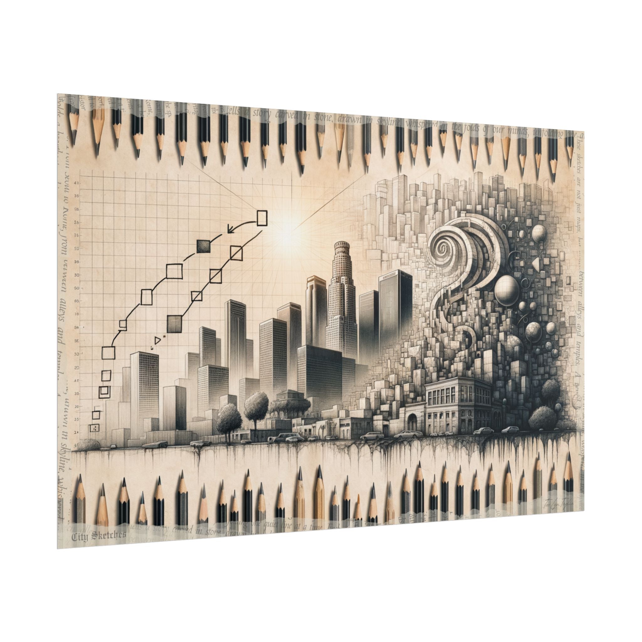 "Temporal Strokes: Urban Genesis" - Art Print by Teo Teglia Art