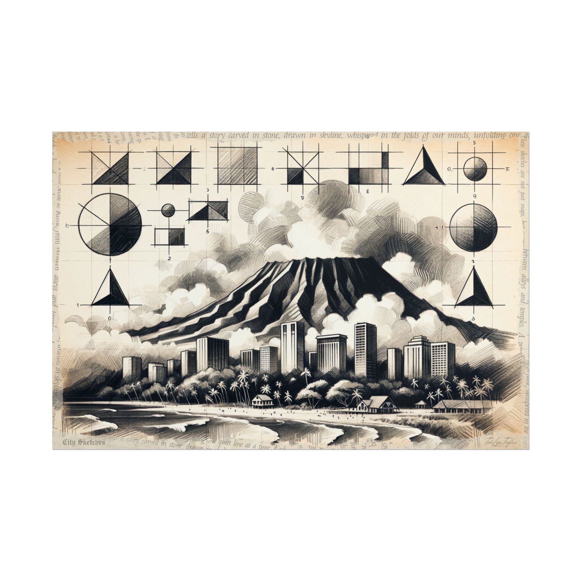 Volcanic Whispers: City Emergence - Art Print by Teo Teglia Art