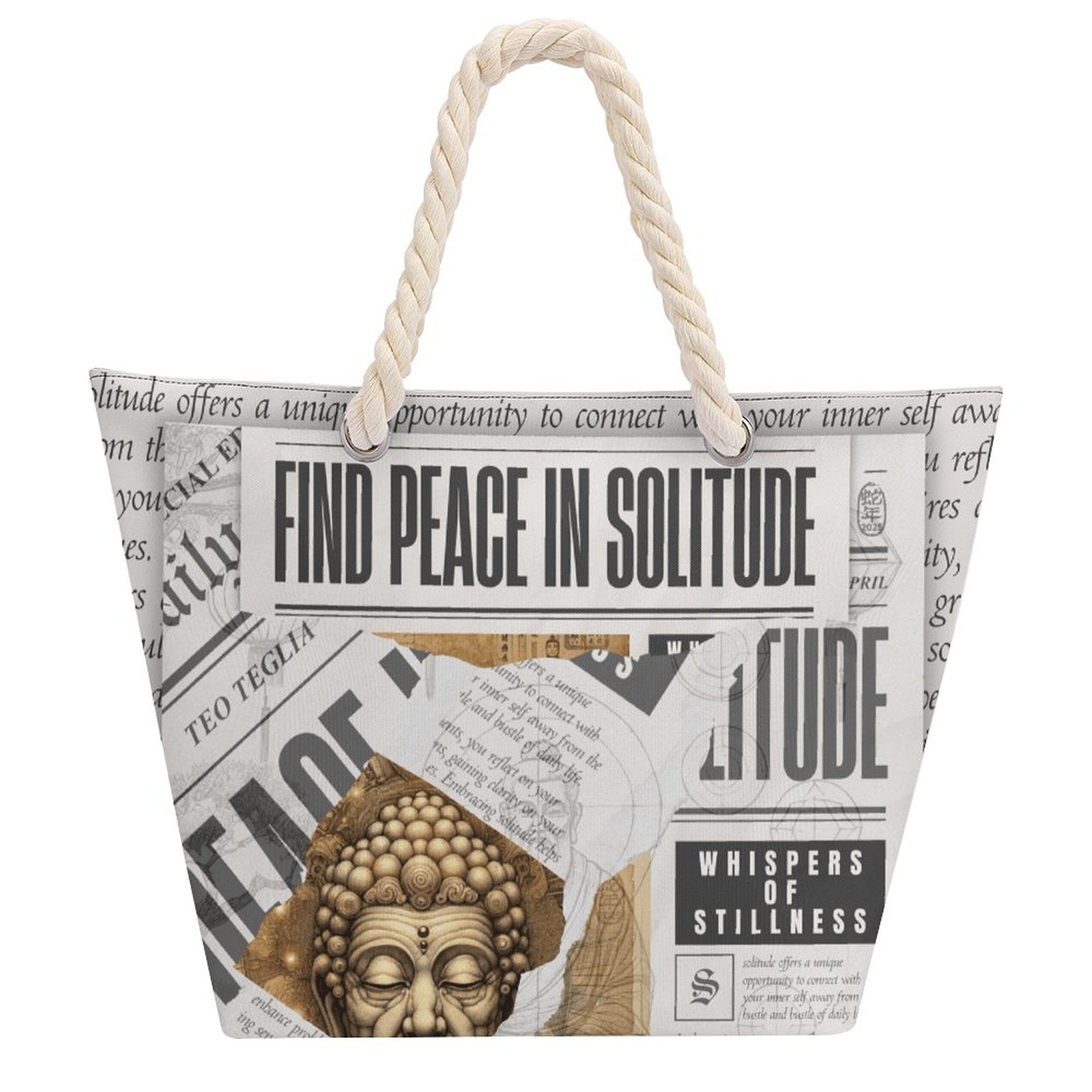 Whispers of Stillness - Hemp Rope Tote Bag by Teo Teglia Art