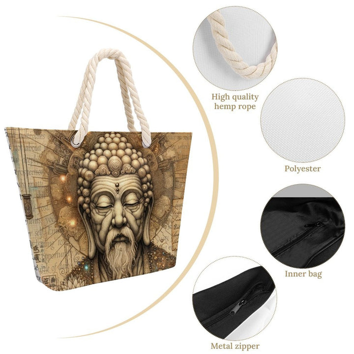 Whispers of Stillness - Hemp Rope Tote Bag by Teo Teglia Art