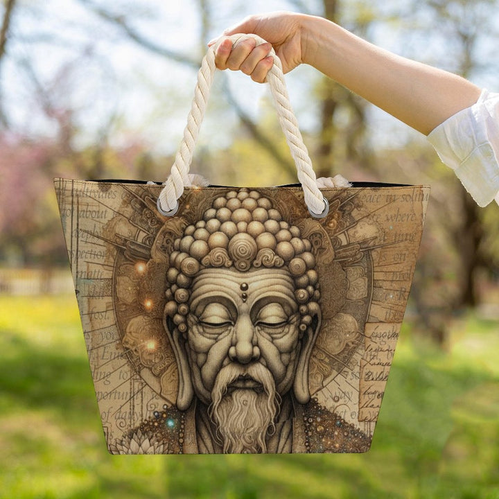 Whispers of Stillness - Hemp Rope Tote Bag by Teo Teglia Art