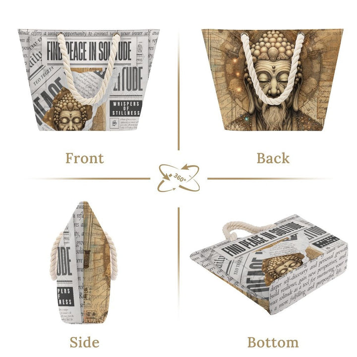 Whispers of Stillness - Hemp Rope Tote Bag by Teo Teglia Art