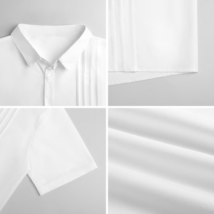 Whispers of Stillness – Men’s Mindful Lapel Shirt – Short Sleeve Button - Down Shirt by Teo Teglia Art