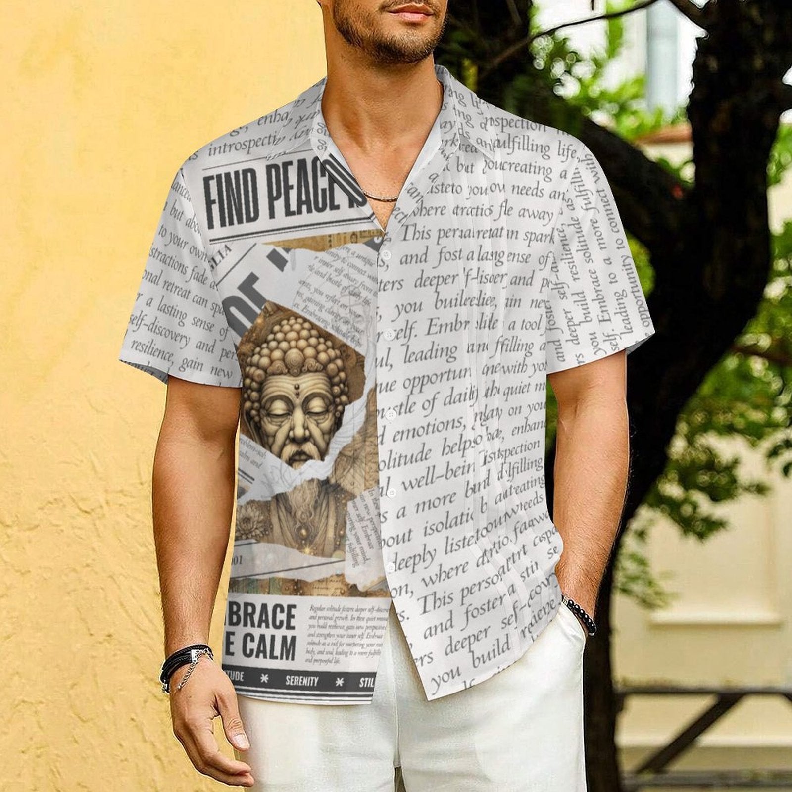 Whispers of Stillness - Men's Mindful Lapel Shirt by Teo Teglia Art