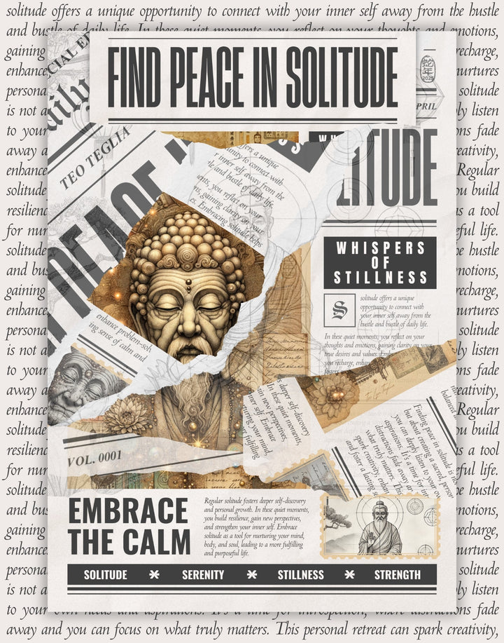 Whispers of Stillness - Torn Collage Canvas by Teo Teglia Art