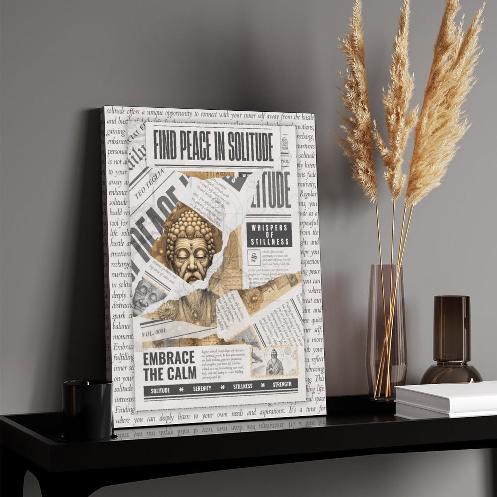 Whispers of Stillness - Torn Collage Canvas by Teo Teglia Art