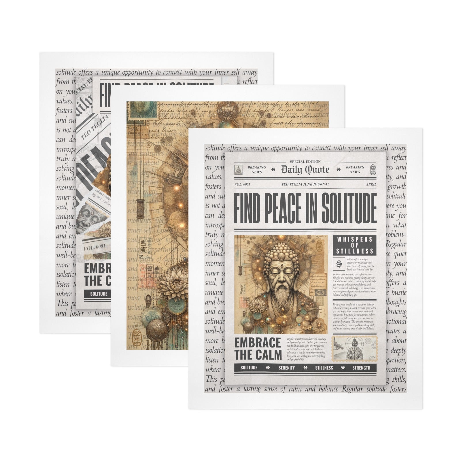 Whispers of Stillness - Triptych Print Set of 3 by Teo Teglia Art