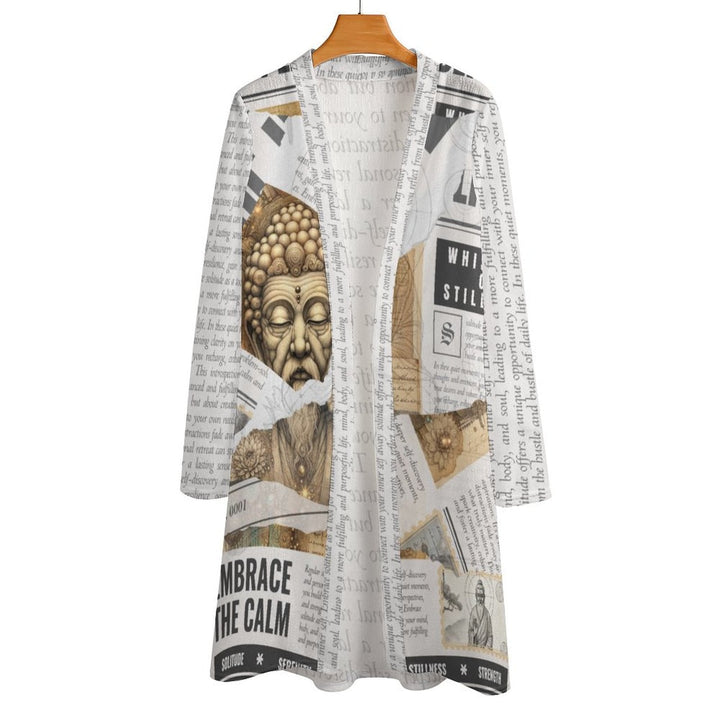 Whispers of Stillness - Women's Mid - Length Cardigan by Teo Teglia Art